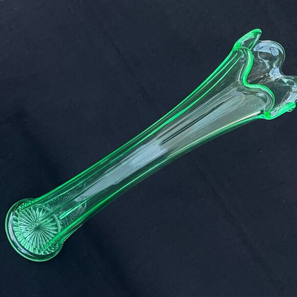 JB Higbee Helio Uranium Glass 15" Swung Vase - Picture 1 of 13